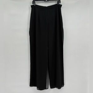 JR Nites Womens Black Sheer Overlay Wide Leg Formal Loose Flowy Pants 14